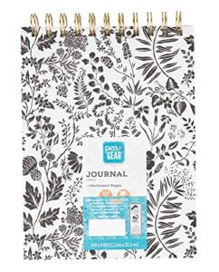 pen+gear top spiral notebook black white floral, 6″ x 8″ x .6″, 192 pages