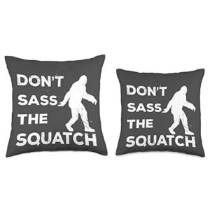 Bigfoot Yeti Sasquatch Apparel Dont Sass The Squatch Funny Bigfoot Throw Pillow, 18x18, Multicolor