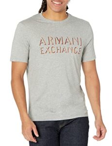 a|x armani exchange men’s shadow logo design slim fit t-shirt, bros bc18 light grey, m