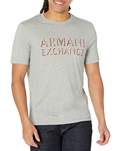 A|X ARMANI EXCHANGE Men's Shadow Logo Design Slim Fit T-Shirt, Bros Bc18 Light Grey, M