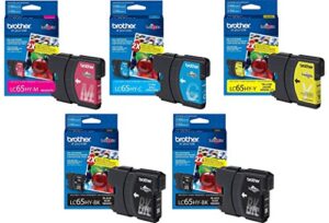 brother lc65bk, lc65c, lc65m, lc65y ink cartridge set of black – 2 pack & cyan, magenta, yellow – 1 each in retail packing