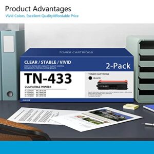 GULOYA TN433 TN-433 Toner Cartridge Black High Yield 2 Pack Compatible Replacement for Brother TN4332PK HL-L8260CDW L8360CDW DCP-L8410CDW MFC-L8610CDW L9570CDW Printer Toner