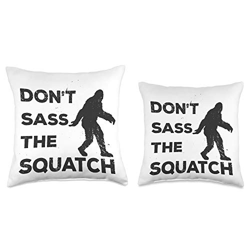 Bigfoot Yeti Sasquatch Apparel Dont Sass The Squatch Retro Bigfoot Throw Pillow, 18x18, Multicolor