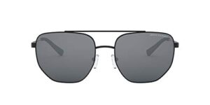a|x armani exchange men’s ax2033s square sunglasses, matte black/light grey mirrored/black, 59 mm