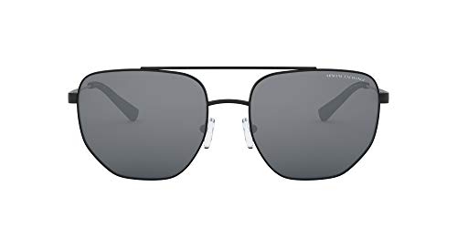 A|X ARMANI EXCHANGE Men's AX2033S Square Sunglasses, Matte Black/Light Grey Mirrored/Black, 59 mm