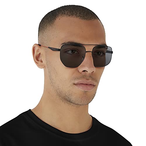 A|X ARMANI EXCHANGE Men's AX2033S Square Sunglasses, Matte Black/Light Grey Mirrored/Black, 59 mm