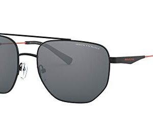 A|X ARMANI EXCHANGE Men's AX2033S Square Sunglasses, Matte Black/Light Grey Mirrored/Black, 59 mm