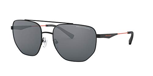 A|X ARMANI EXCHANGE Men's AX2033S Square Sunglasses, Matte Black/Light Grey Mirrored/Black, 59 mm