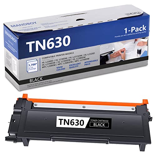 MANDBOY [𝐇𝐢𝐠𝐡 𝐂𝐚𝐩𝐚𝐜𝐢𝐭𝐲] TN630 Compatible TN-630 Toner Cartridge 1 Pack Black TN 630 Replacement for Brother HL-L2300D MFC-L2685DW DCP-L2520DW Printer Toner Cartridge