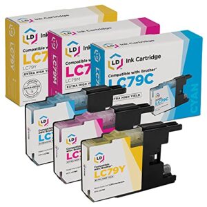 ld compatible ink cartridge replacement for brother lc79 extra high yield (cyan, magenta, yellow, 3-pack)