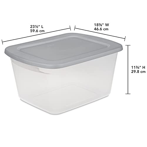 Sterilite 17416A04 60 Quart, 4-Pack Storage Box, Clear base with Cement lid