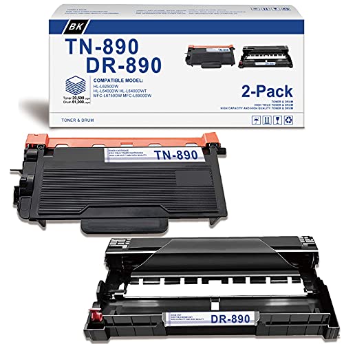 Hydr [Black,2-Pack] Compatible TN890 TN-890 Toner Cartridge & DR890 DR-890 Drum Unit Replacement for Brother HL-L6250DW HL-L6400DW HL-L6400DWT MFC-L6750DW MFC-L6900DW Printer