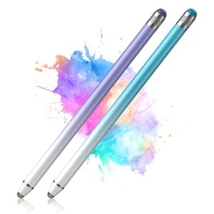stylus pens for touch screens, 2 in 1 universal stylus pen for ipad，compatible with all touch screen devices (white blue/white purple)