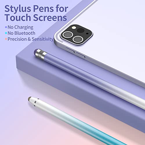 Stylus Pens for Touch Screens, 2 in 1 Universal Stylus Pen for iPad，Compatible with All Touch Screen Devices (White Blue/White Purple)