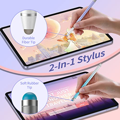 Stylus Pens for Touch Screens, 2 in 1 Universal Stylus Pen for iPad，Compatible with All Touch Screen Devices (White Blue/White Purple)