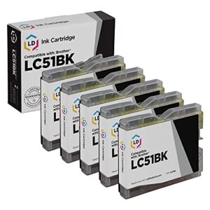 ld compatible ink cartridge replacement for brother lc51bk (black, 5-pack)