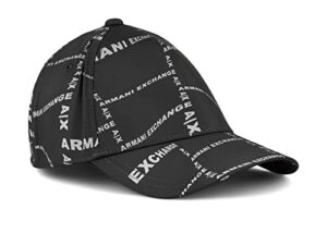 armani exchange optical allover logo hat, black distort.allov, one size