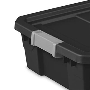 Sterilite 10 Gallon Under Bed Stackable Rugged Industrial Storage Tote Containers with Gray Latching Clip Lids for Garage, Attic, or Worksite (6 Pack)