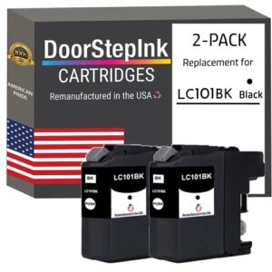 doorstepink remanufactured in the usa ink cartridge replacements for brother lc101 2 black for printers dcp-j152w mfc-j245 mfc-j285dw mfc-j450dw mfc-j470dw mfc-j475dw mfc-j650dw