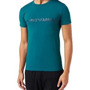 Emporio Armani Men's Megalogo Short Sleeve Slim Fit T-Shirt, Topaz, Large