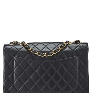 CHANEL, Pre-Loved Black Quilted Lambskin Half Flap Jumbo, Black