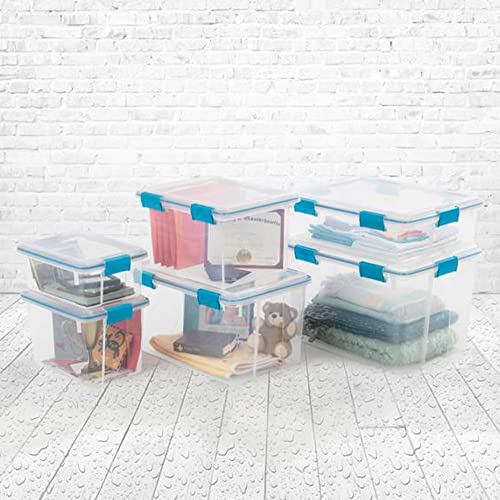 Sterilite 54 Quart Clear Plastic Stackable Storage Container Box Bin with Air Tight Gasket Seal Latching Lid Long Term Organizing Solution, 36 Pack