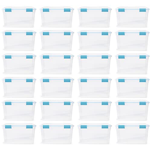 Sterilite 54 Quart Clear Plastic Stackable Storage Container Box Bin with Air Tight Gasket Seal Latching Lid Long Term Organizing Solution, 36 Pack