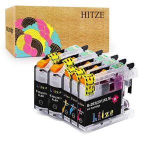 hitze compatible ink cartridge replacement for brother lc203 lc201 lc203xl for brother mfc j480dw j680dw j885dw j4420dw j485dw j460dw j880dw j4620dw (2 black, 1 cyan, 1 magenta, 1 yellow, high yield)