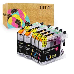 HITZE Compatible Ink Cartridge Replacement for Brother LC203 LC201 LC203XL for Brother MFC J480DW J680DW J885DW J4420DW J485DW J460DW J880DW J4620DW (2 Black, 1 Cyan, 1 Magenta, 1 Yellow, High Yield)