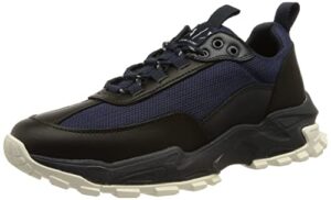 ax armani exchange mens elevated sporty fashion sneaker, black+blue, 9.5 us