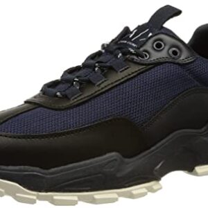 AX Armani Exchange mens Elevated Sporty Fashion Sneaker, Black+blue, 9.5 US