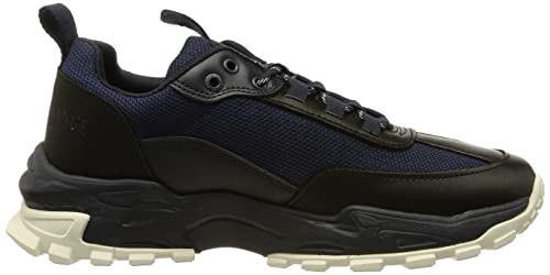 AX Armani Exchange mens Elevated Sporty Fashion Sneaker, Black+blue, 9.5 US