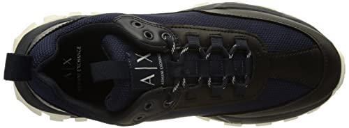 AX Armani Exchange mens Elevated Sporty Fashion Sneaker, Black+blue, 9.5 US