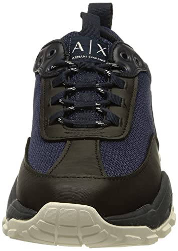 AX Armani Exchange mens Elevated Sporty Fashion Sneaker, Black+blue, 9.5 US