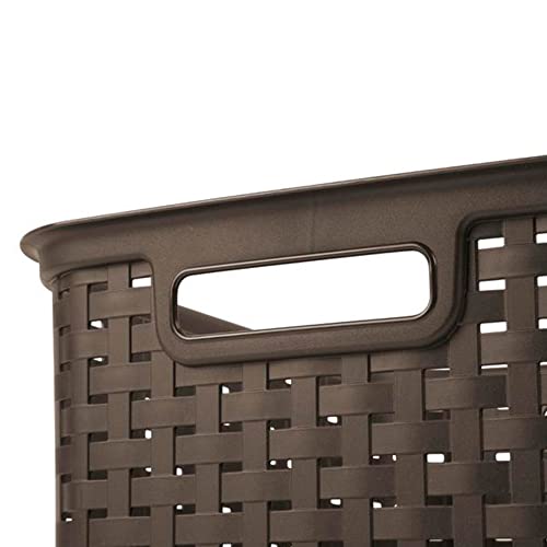 Sterilite Wicker Weave Plastic Laundry Hamper Storage Basket, Brown (12 Pack)