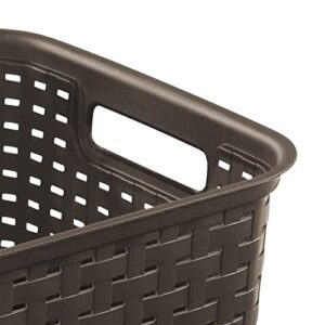 Sterilite Wicker Weave Plastic Laundry Hamper Storage Basket, Brown (12 Pack)