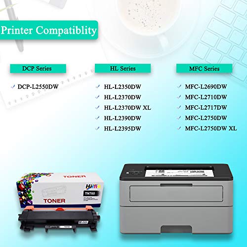 HIINK Compatible Toner Cartridge Replacement For Brother TN-760 TN730 TN760 Toner Used in HL-L2350DW HL-L2395DW HL-L2390DW HL-L2370DW DCP-L2550DW MFC-L2710DW MFC-L2750DW MFC-L2730DW(1-Pack, With CHiP)