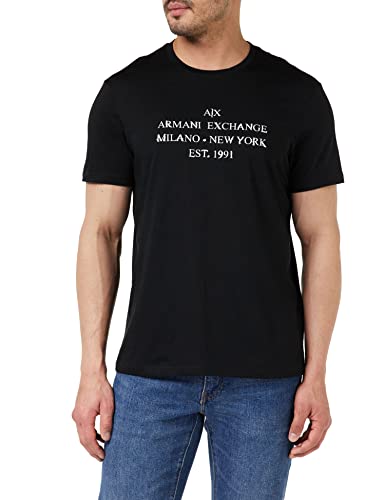 A|X ARMANI EXCHANGE Armani Exchange Men's EST 1991 Logo Tee, Black, Medium