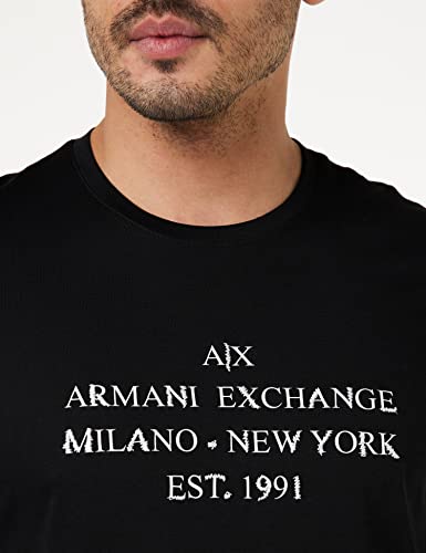 A|X ARMANI EXCHANGE Armani Exchange Men's EST 1991 Logo Tee, Black, Medium