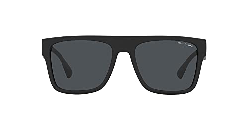 A|X ARMANI EXCHANGE Men's AX4113S Rectangular Sunglasses, Matte Black/Dark Grey, 55 mm