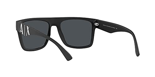 A|X ARMANI EXCHANGE Men's AX4113S Rectangular Sunglasses, Matte Black/Dark Grey, 55 mm