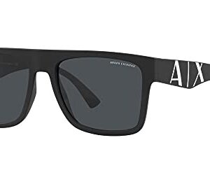 A|X ARMANI EXCHANGE Men's AX4113S Rectangular Sunglasses, Matte Black/Dark Grey, 55 mm