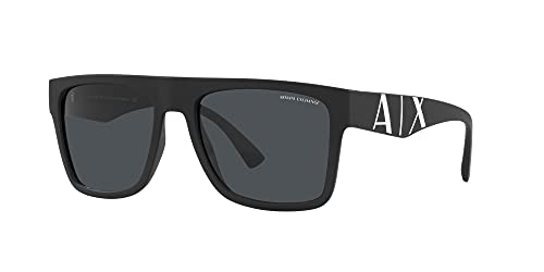 A|X ARMANI EXCHANGE Men's AX4113S Rectangular Sunglasses, Matte Black/Dark Grey, 55 mm