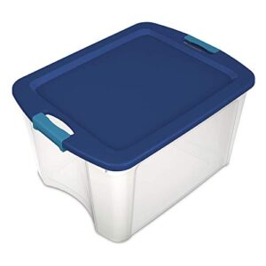 sterilite true blue 72 qt./18 gal. latching storage bin with clear base