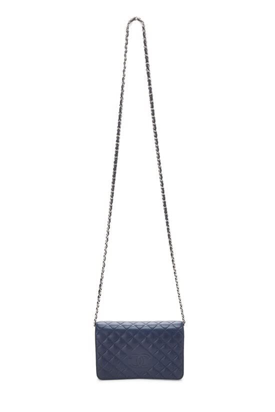 CHANEL, Pre-Loved Navy Quilted Lambskin CC Diamond Wallet on Chain (WOC), Navy