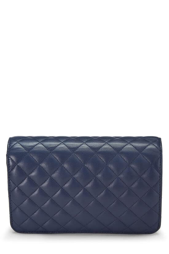 CHANEL, Pre-Loved Navy Quilted Lambskin CC Diamond Wallet on Chain (WOC), Navy