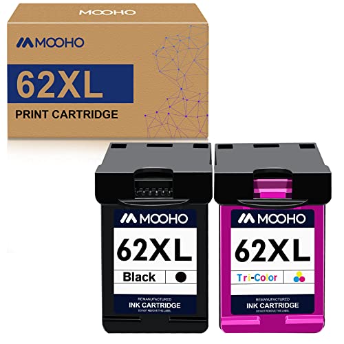 62XL Ink Cartridges Replacement for HP 62XL Ink Cartridge Combo Pack for HP Envy 5540 5640 5660 7640 7645 OfficeJet 5740 5745 8040 OfficeJet Mobile 250 200 Printer (1 Black, 1 Tri-Color)
