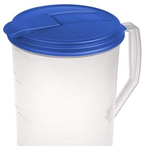 Sterilite 1-Gallon Round Pitcher, Clear with Blue Lid & Hinged Spout | 04884106