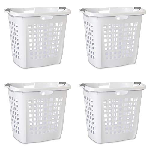 Sterilite 12258004 Ultra Easy Carry Hamper, White Hamper w/ Titanium Inserts, 4-Pack