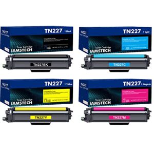 iamstech tn227 high yield toner cartridge 4packbrother tn-227bk/c/m/y high yield hl-l3270cdw hl-l3290cdw hl-l3210cw mfc-l3710cw mfc-l3750cdw mfc-l3770cdw hl-l3230cdw printer black/cyan/yellow/magenta